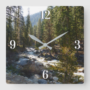 Kaweah River im Sequoia National Park Quadratische Wanduhr