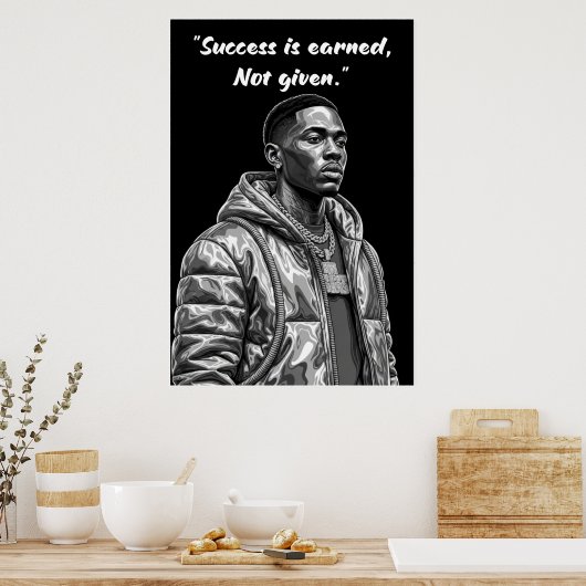 Kay Flock Poster – Success Is Earned Motivation (Küche)