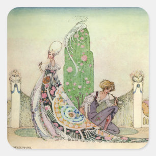 Kay Nielsens Die Prinzessin und der Gärtner Quadratischer Aufkleber