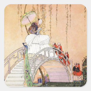 Kay Nielsens Nacht in einem chinesischen Garten Quadratischer Aufkleber