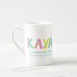 Kaya nennt grafische Blume grün-gelb-rosa Porzellantasse