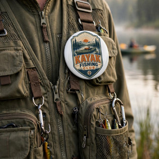 Kayak Angelclub - Vintage Retro Outdoor Angeln Button