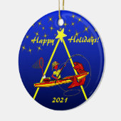 Kayak Angeln Happy Holidays Keramik Ornament (Links)