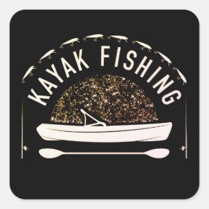 Kayak-Angeln Vintage-Text Kayak-Angler Quadratischer Aufkleber