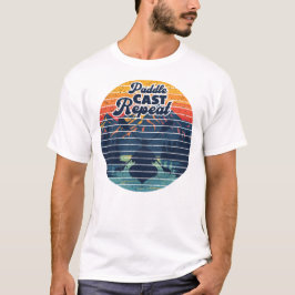 Kayak Angelruder Retro Sonnenuntergang T-Shirt