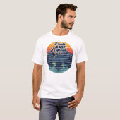 Kayak Angelruder Retro Sonnenuntergang T-Shirt (Vorne ganz)