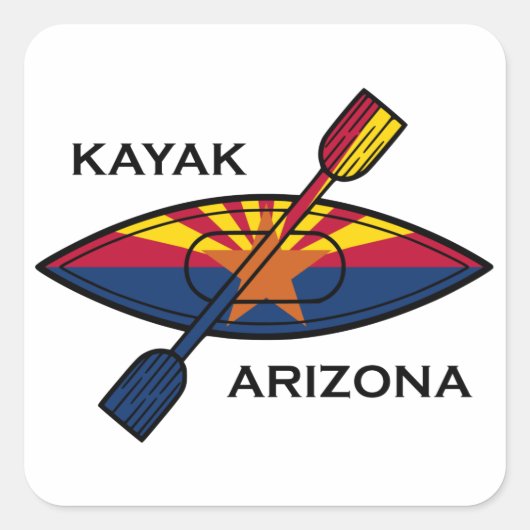 Kayak Arizona Flag Quadratischer Aufkleber (Vorderseite)