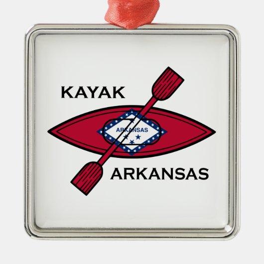 Kayak Arkansas Flag Ornament Aus Metall (Vorne)
