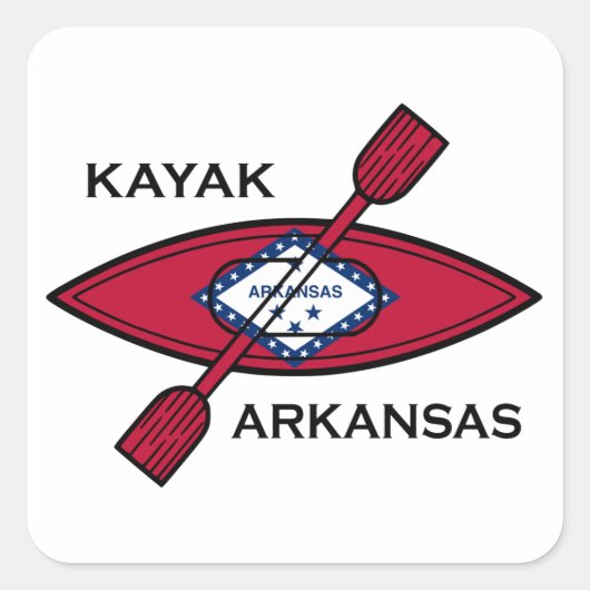 Kayak Arkansas Flag Quadratischer Aufkleber (Vorderseite)