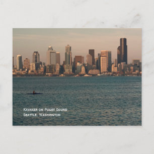 Kayak bei Seattle Sunset Postcard Postkarte