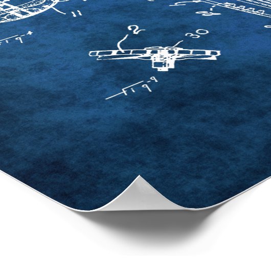 Kayak Blueprint Lakehouse Wall Decor Poster (Ecke)