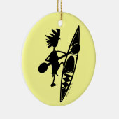 Kayak Canoe Joyful Silhouette Keramikornament (Rechts)