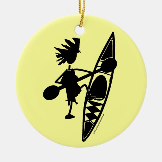 Kayak Canoe Joyful Silhouette Keramikornament (Vorne)