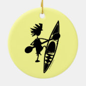 Kayak Canoe Joyful Silhouette Keramikornament (Hinten)