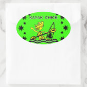 Kayak Chick Designs & Things Ovaler Aufkleber (Tasche)