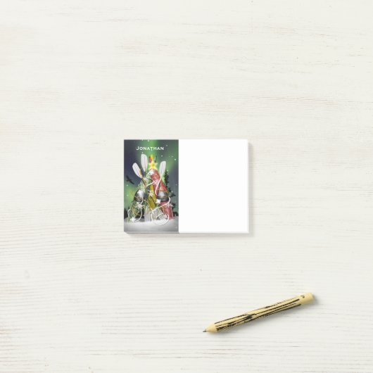 Kayak Christmas Tree Aurora Borealis Post-it Klebezettel (Auf Schreibtisch)