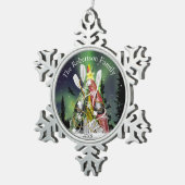 Kayak Christmas Tree Aurora Borealis Schneeflocken Zinn-Ornament (Rechts)