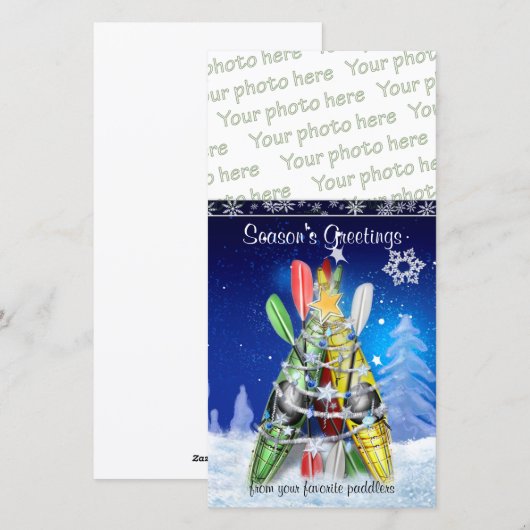 Kayak Christmas Tree Feiertagskarte (Vorne/Hinten)