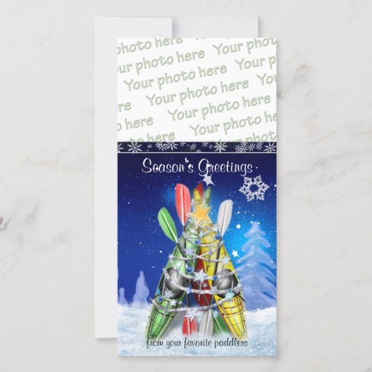 Kayak Christmas Tree Feiertagskarte (Vorderseite)