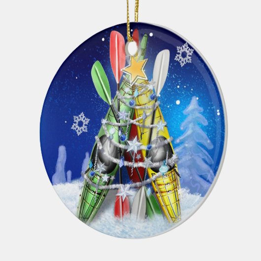 Kayak Christmas Tree Keramik Ornament (Links)