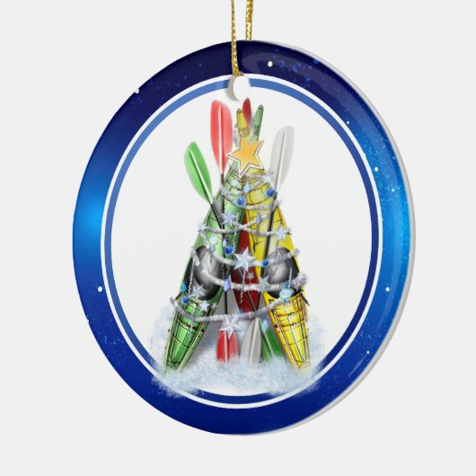 Kayak Christmas Tree Keramikornament (Links)