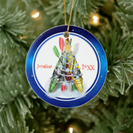 Kayak Christmas Tree personalisiert Keramik Ornament