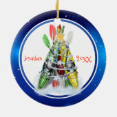 Kayak Christmas Tree personalisiert Keramik Ornament (Hinten)