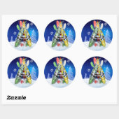 Kayak Christmas Tree Runder Aufkleber (Blatt)