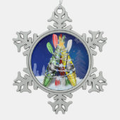Kayak Christmas Tree Schneeflocken Zinn-Ornament (Vorderseite)