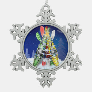 Kayak Christmas Tree Schneeflocken Zinn-Ornament