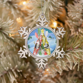 Kayak Christmas Tree Wonders of Nature Schneeflocken Zinn-Ornament