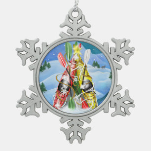 Kayak Christmas Tree Wonders of Nature Schneeflocken Zinn-Ornament