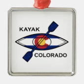 Kayak Colorado Flag Ornament Aus Metall (Vorne)