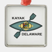 Kayak Delaware Flag Ornament Aus Metall (Vorne)