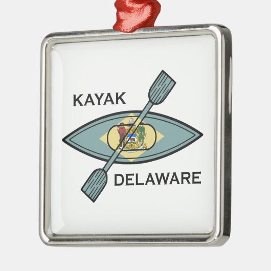 Kayak Delaware Flag Ornament Aus Metall (Links)