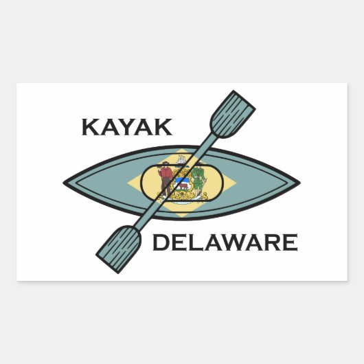 Kayak Delaware Flag Rechteckiger Aufkleber (Vorderseite)