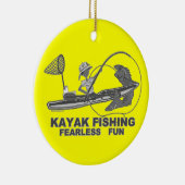 Kayak Fischen Schwarz & Weiß Whimsy Keramikornament (Rechts)