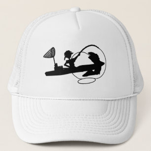 Kayak Fischen Schwarze Silhouette Baseball Truckhu Truckerkappe