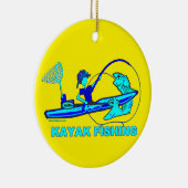 Kayak Fishing Royal Blue Aqua Keramik Ornament (Rechts)
