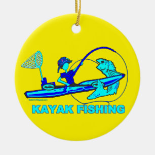 Kayak Fishing Royal Blue Aqua Keramik Ornament