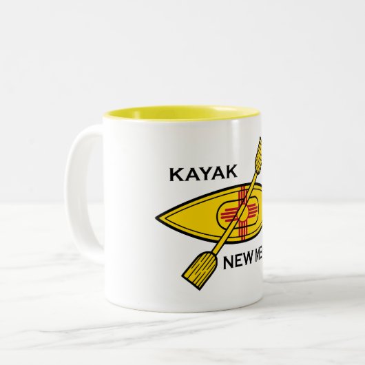 Kayak Flag New Mexico Zweifarbige Tasse (Vorderseite Links)