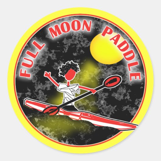 Kayak Full Moon Paddle Runder Aufkleber (Vorderseite)