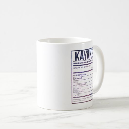 Kayak Funny Kayaking Nutrition Label Kaffeetasse (VorderseiteRechts)