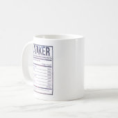Kayak Funny Kayaking Nutrition Label Kaffeetasse (Vorderseite Links)