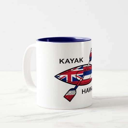 Kayak Hawaii Flag Zweifarbige Tasse (Vorderseite Links)