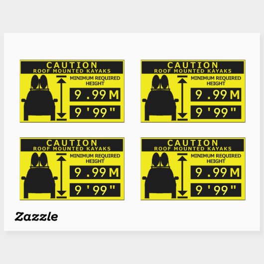 Kayak-Höhenwarnaufkleber Rechteckiger Aufkleber (Blatt)