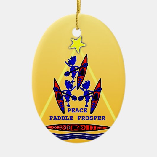 Kayak Holiday Paddle ~ Peace Paddle Prosper Cerami Keramik Ornament (Vorne)
