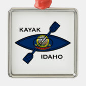 Kayak Idaho Flag Ornament Aus Metall (Vorne)