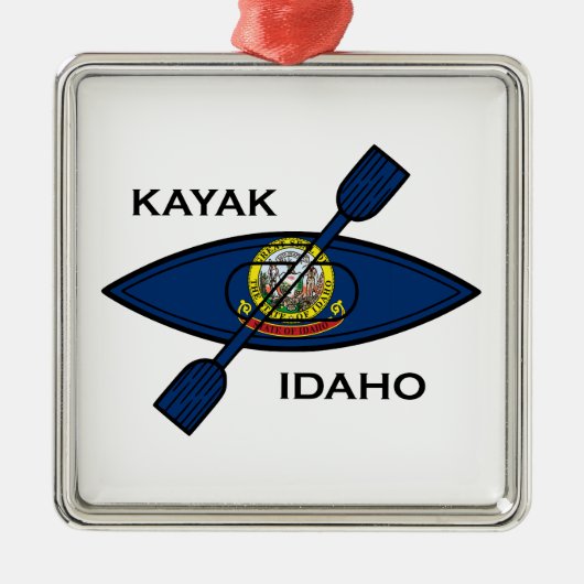 Kayak Idaho Flag Ornament Aus Metall (Vorne)