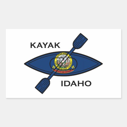 Kayak Idaho Flag Rechteckiger Aufkleber (Vorderseite)